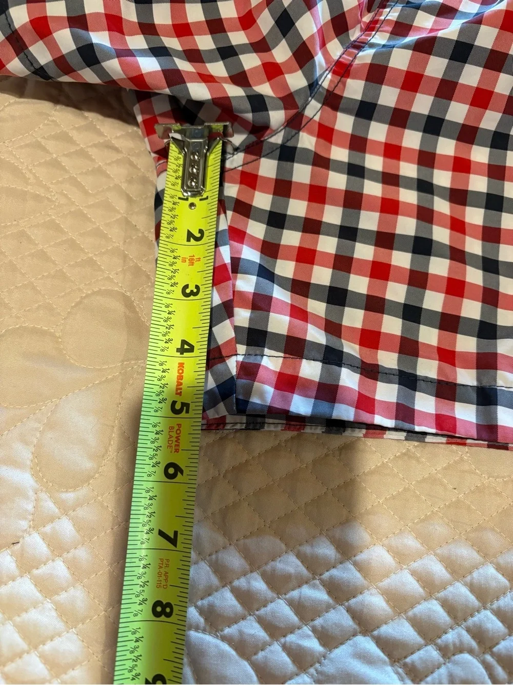 H&M Men's Gingham Swim Trunks Plaid Red White Blue size M